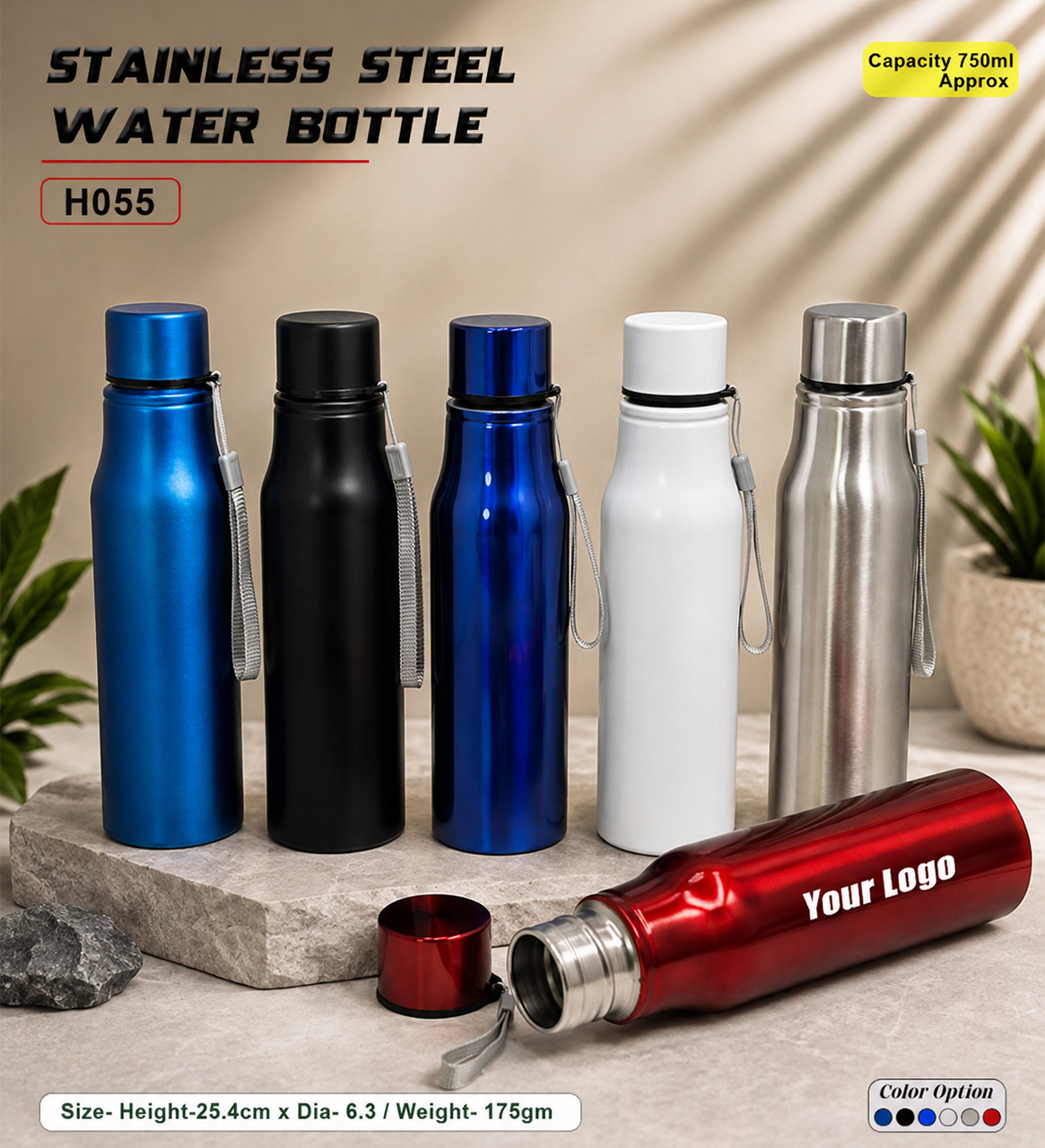 Stainless Steel Water Bottle – 1000 ml | H055