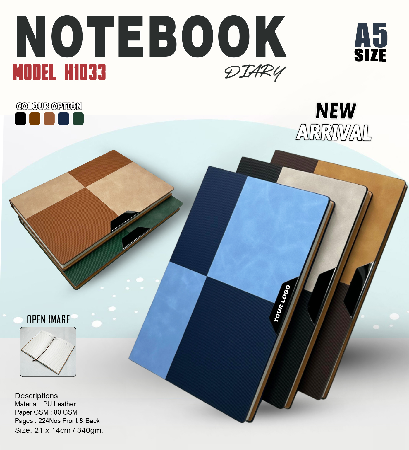 H1033 Premium A5 PU Leather Notebook Diary for Corporate Gifting & Executive Branding