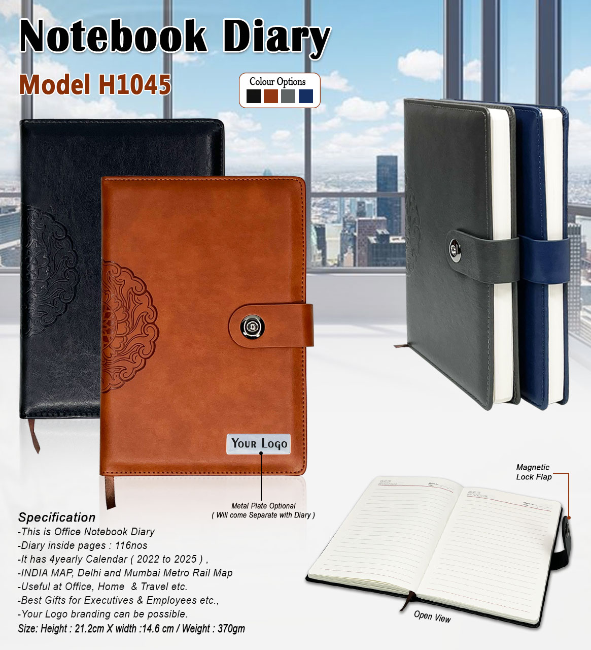 Office Notebook Diary – PU Leather | H1045