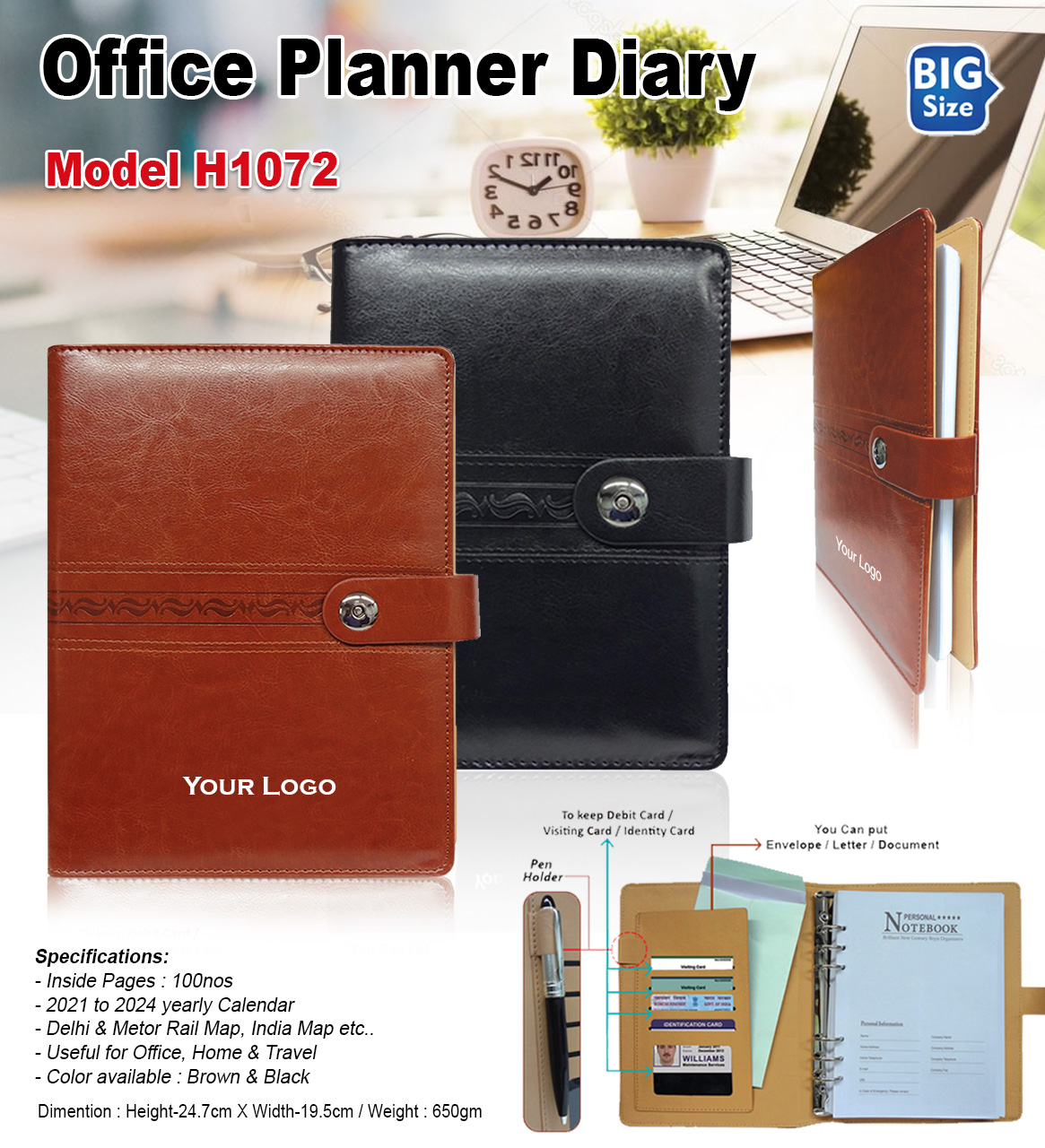 H1072 Premium Office Planner Diary for Corporate Gifting & Branding