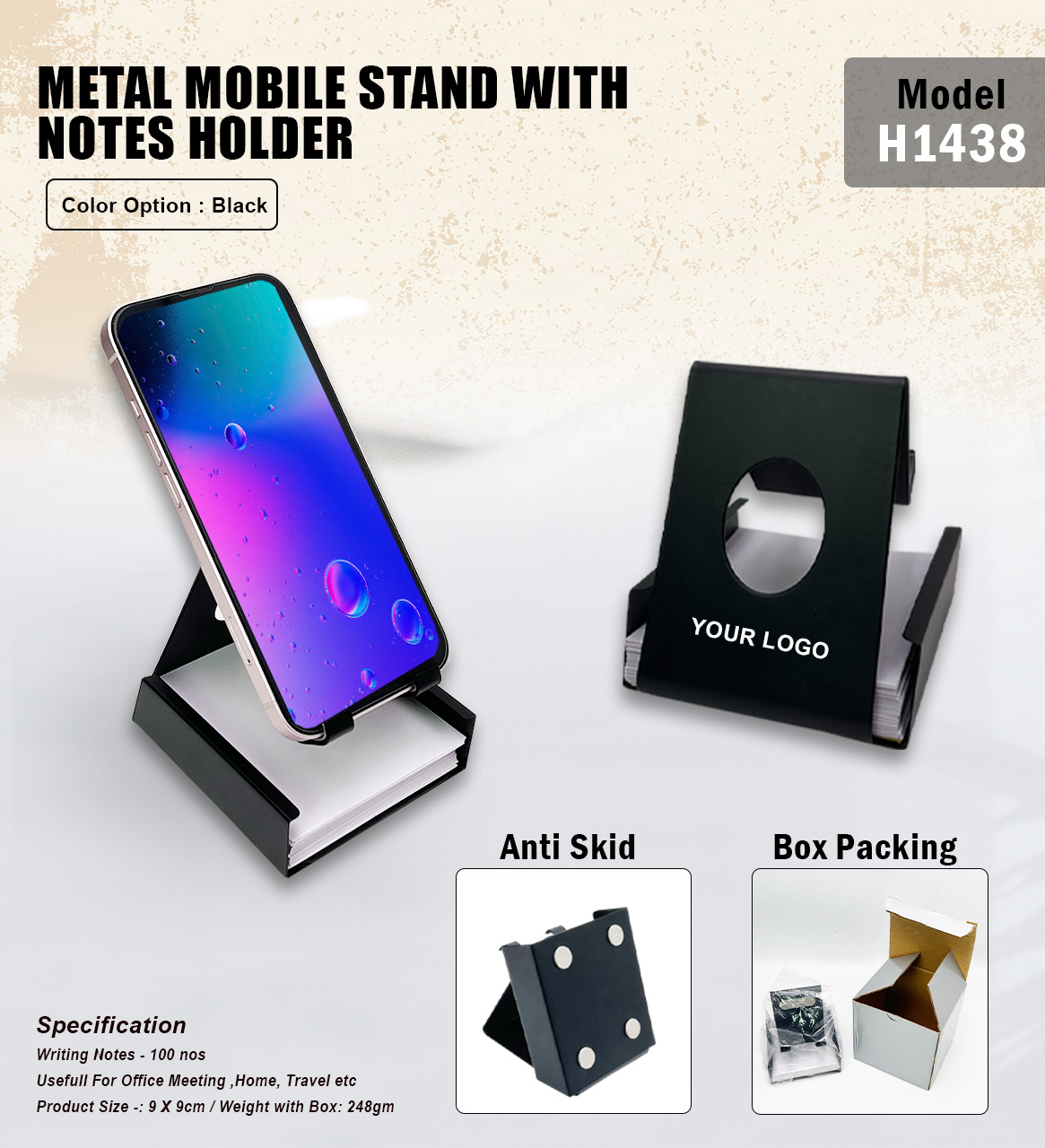 Metal Mobile Stand with Sticky Notes