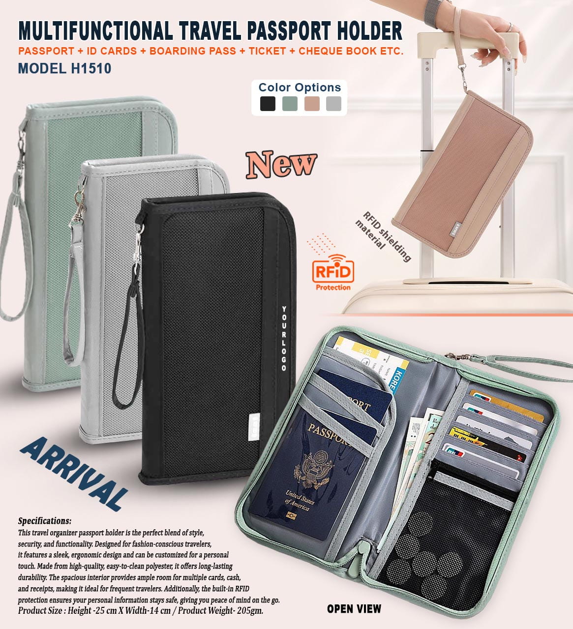 H1510 Multifunctional RFID Travel Passport Holder for Corporate Gifting & Executive Travel