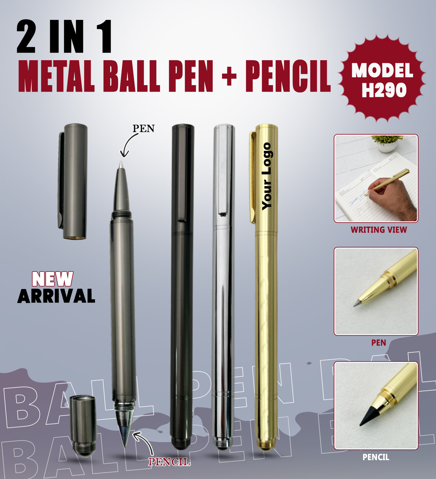 2 IN 1 METAL BALL PEN + PENCIL