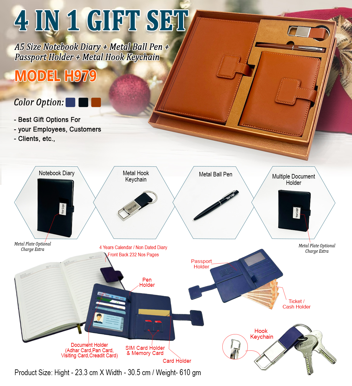 H979 Premium 4-in-1 Executive Gift Set for Corporate Gifting, Employee Rewards & Client Appreciation